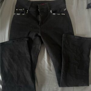 Boot-Cut Black Stretch Jeans with Subtle Trim